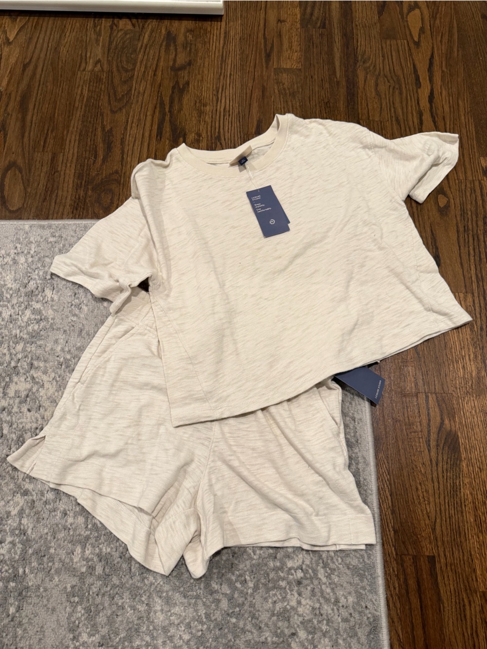 Universal Thread Cream Short Sleeve Top and Shorts Set